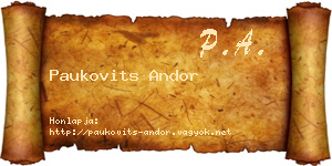 Paukovits Andor névjegykártya
